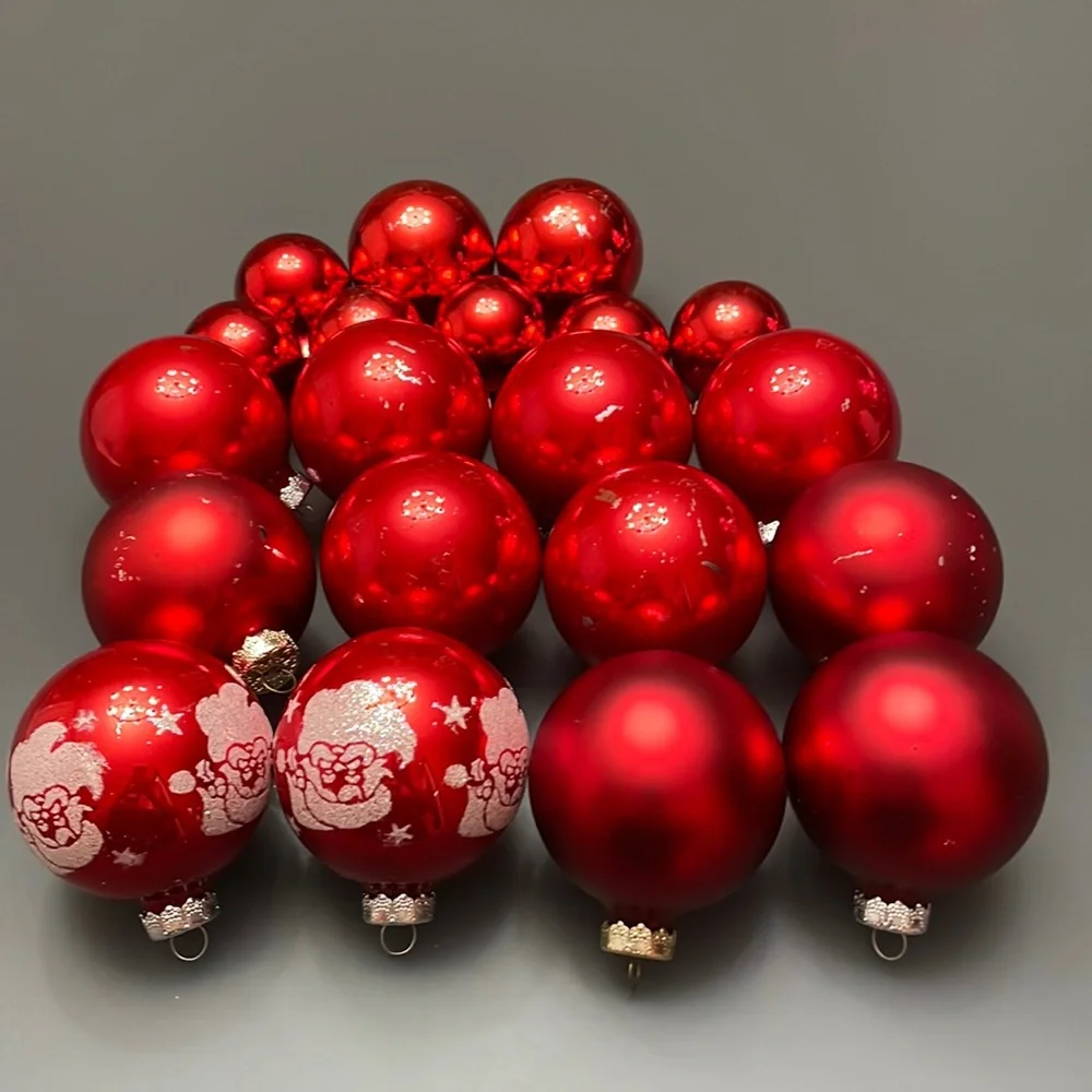 Vintage Rauch Christmas Ornaments variety Lot of 20 Red Glass Balls 1.5”-2.5”